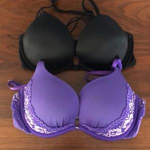 32D bras Black and Purple Victoria’s Secret.